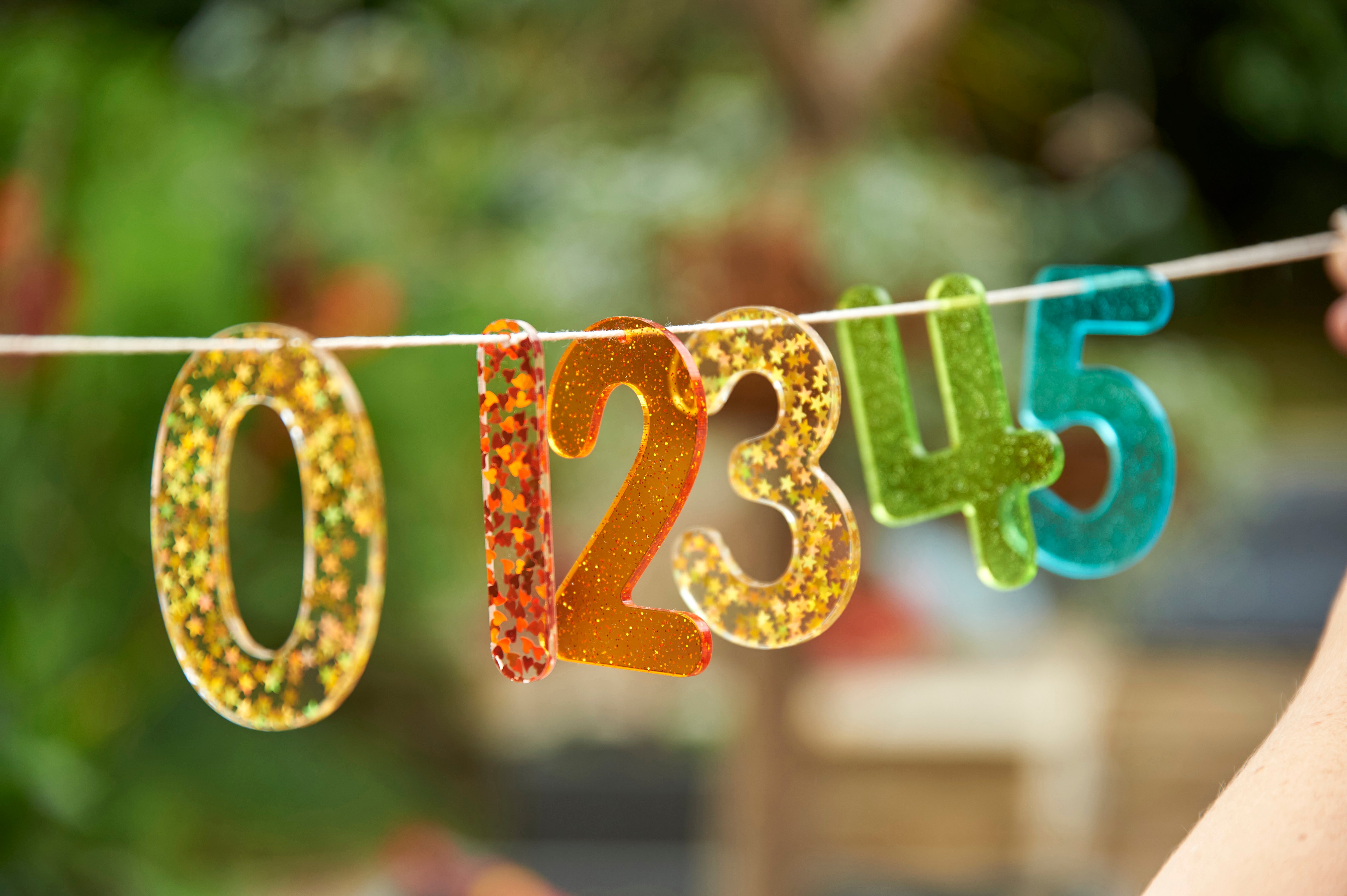 Rainbow Glitter Numbers 7cm