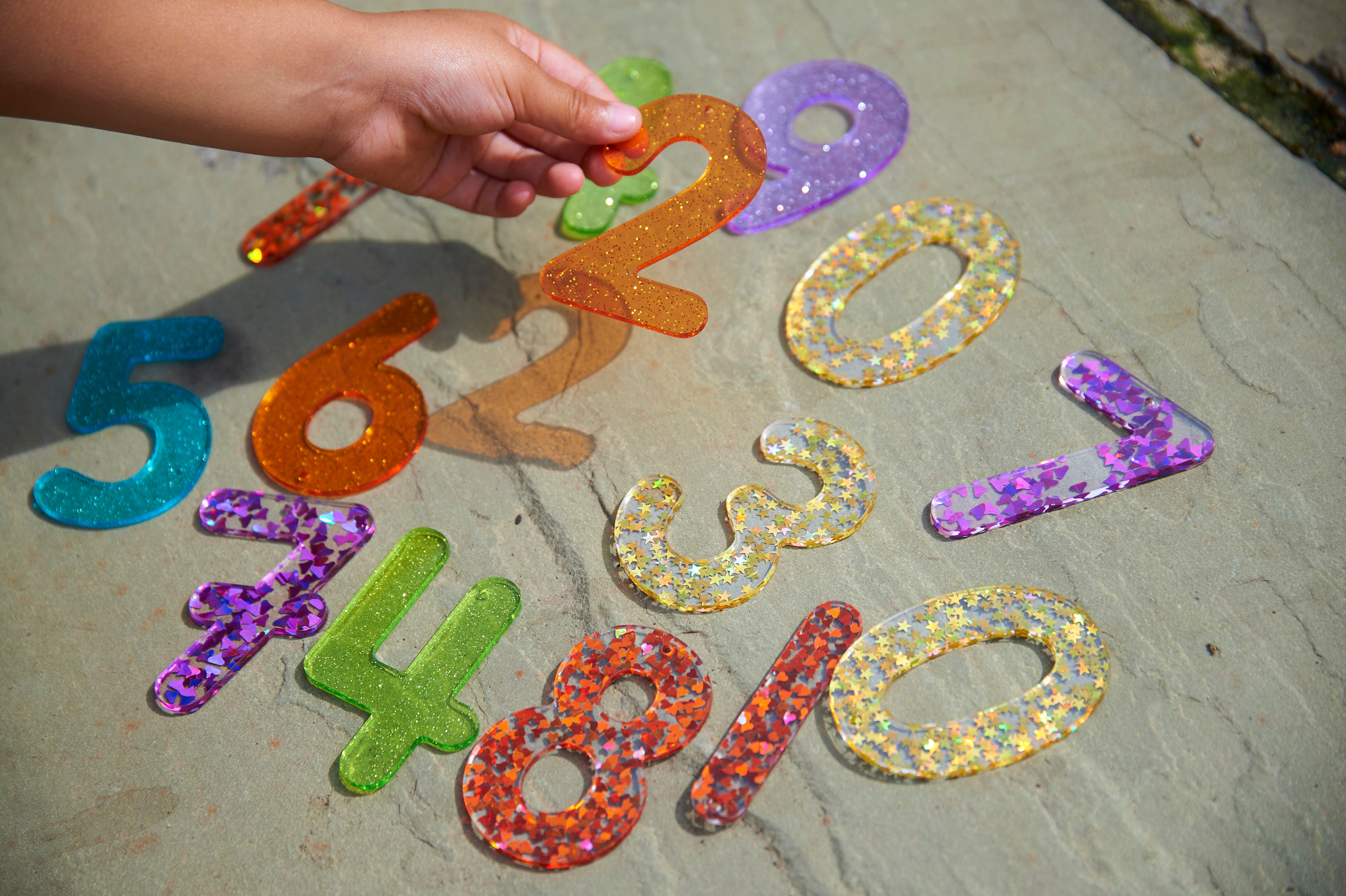 Rainbow Glitter Numbers 7cm